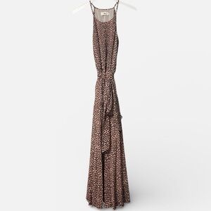 Sills dress with a pink and navy floral  pattern,